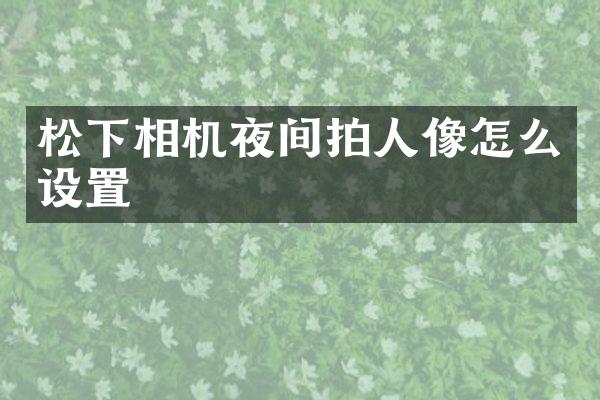 相机夜间拍人像怎么设置