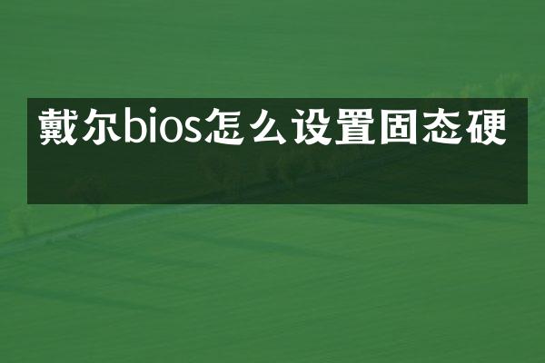 戴尔bios怎么设置固态硬盘