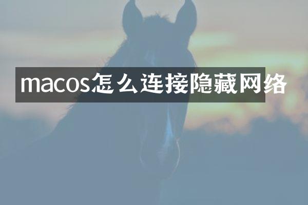macos怎么连接隐藏网络