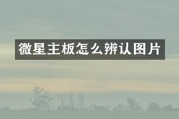 微星主板怎么辨认图片