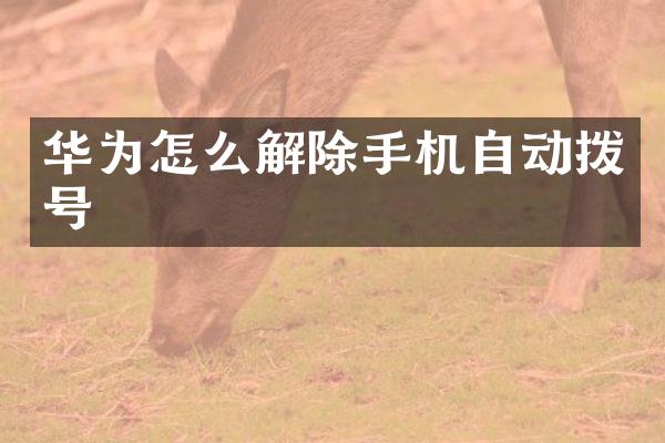 华为怎么解除手机自动拨号