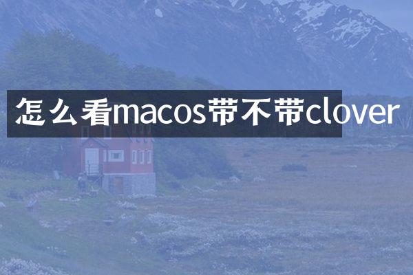 怎么看macos带不带clover