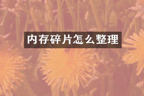 内存碎片怎么整理