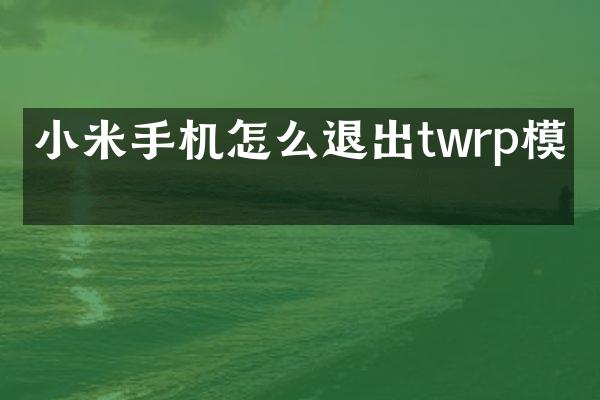 小米手机怎么退出twrp模式