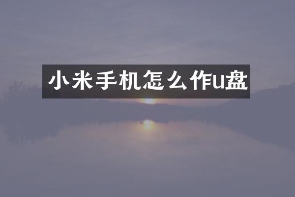 小米手机怎么作u盘