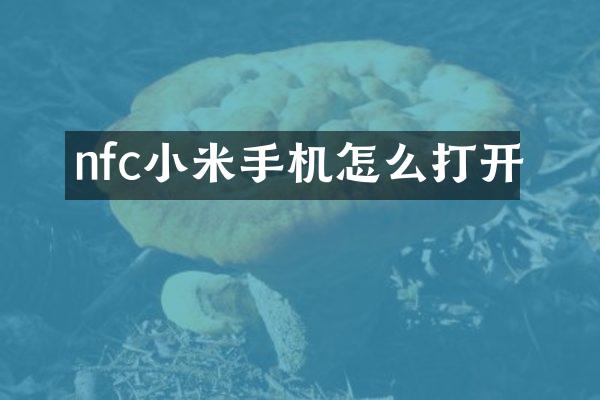 nfc小米手机怎么打开