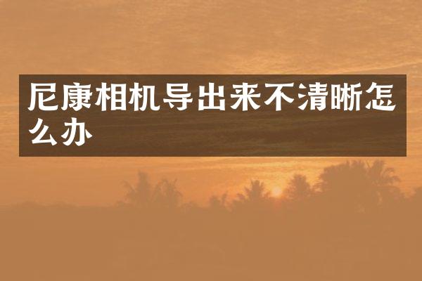 尼康相机导出来不清晰怎么办