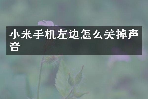 小米手机左边怎么关掉声音