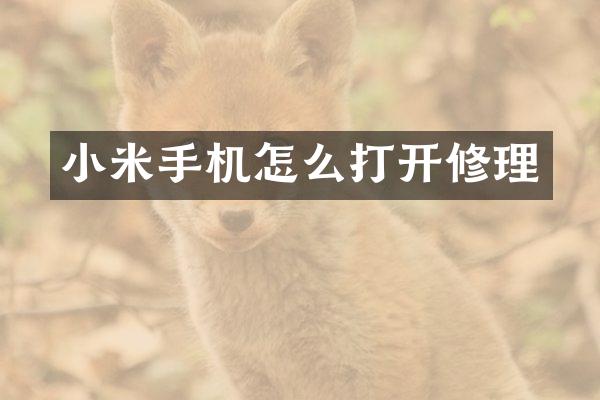 小米手机怎么打开修理