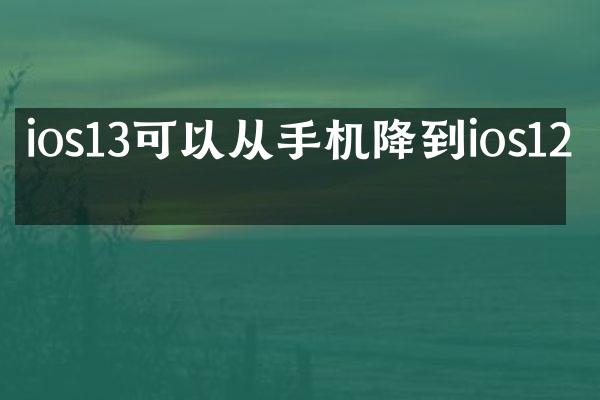 ios13可以从手机降到ios12吗