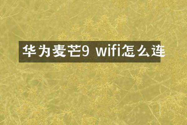 华为麦芒9 wifi怎么连