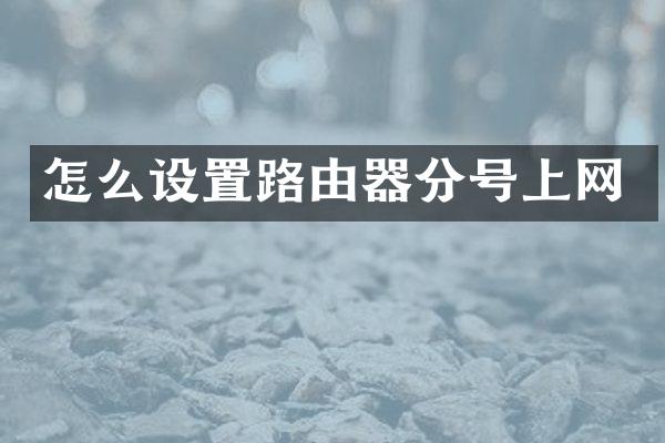 怎么设置路由器分号上网