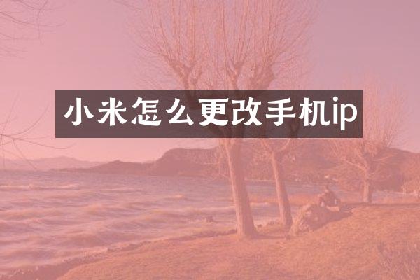 小米怎么更ip