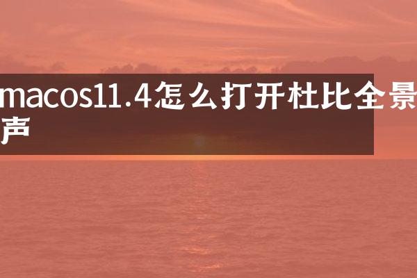 macos11.4怎么打开杜比全景声