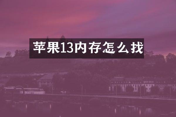 苹果13内存怎么找