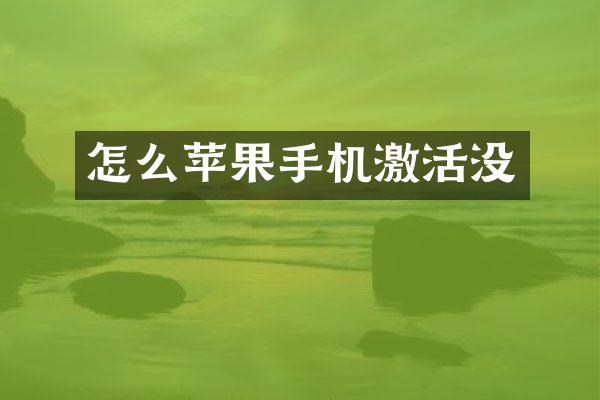 怎么苹果手机激活没