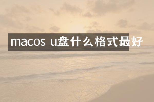 macos u盘什么格式最好