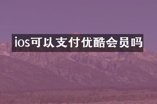 ios可以支付优酷会员吗