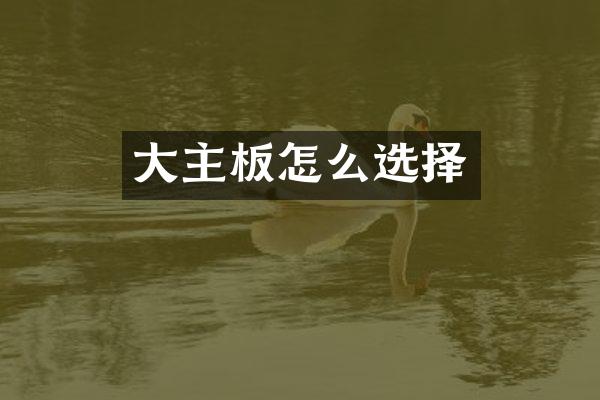 大主板怎么选择