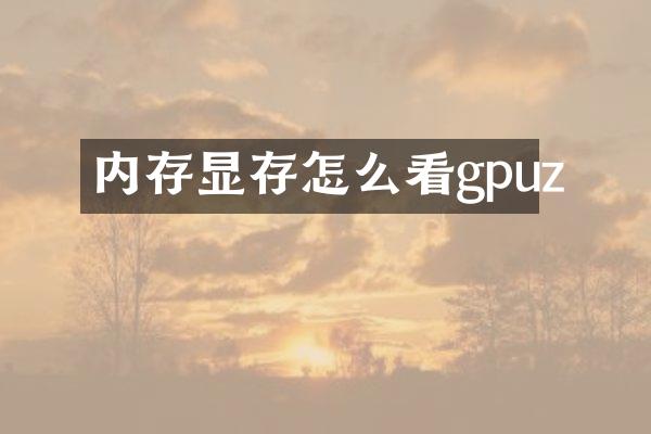 内存显存怎么看gpuz