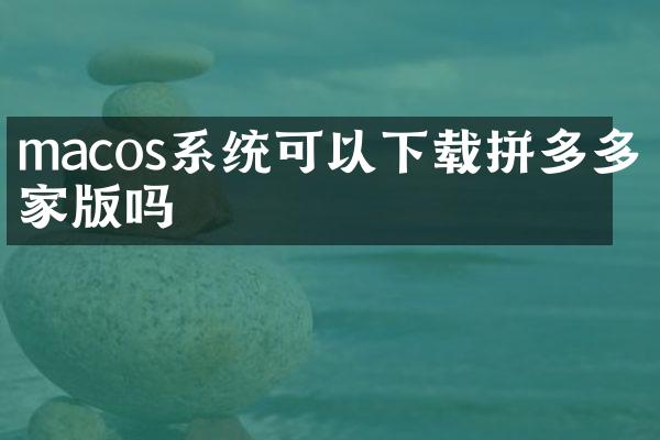 macos系统可以下载拼多多商家版吗