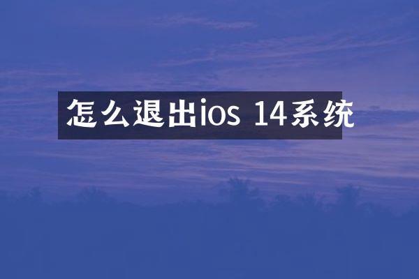怎么退出ios 14系统