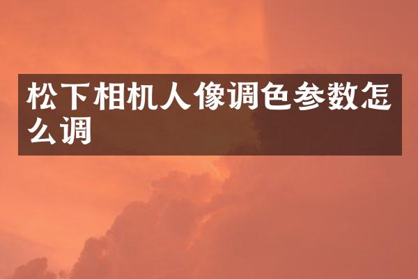 松下相机人像调色参数怎么调