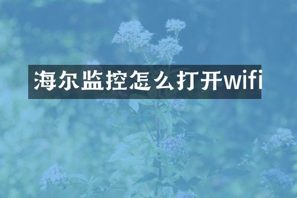 海尔监控怎么打开wifi