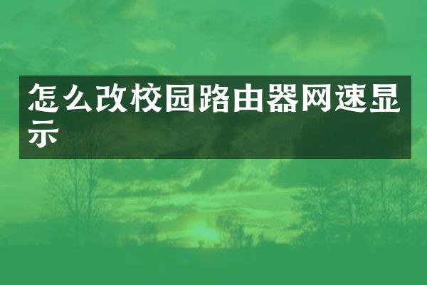 怎么改校园路由器网速显示