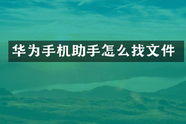 华为手机助手怎么找文件