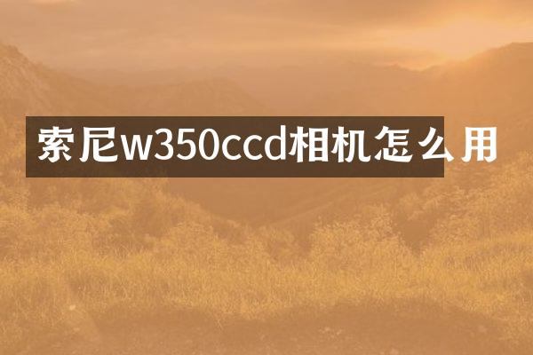 w350ccd相机怎么用
