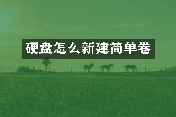 硬盘怎么新建简单卷