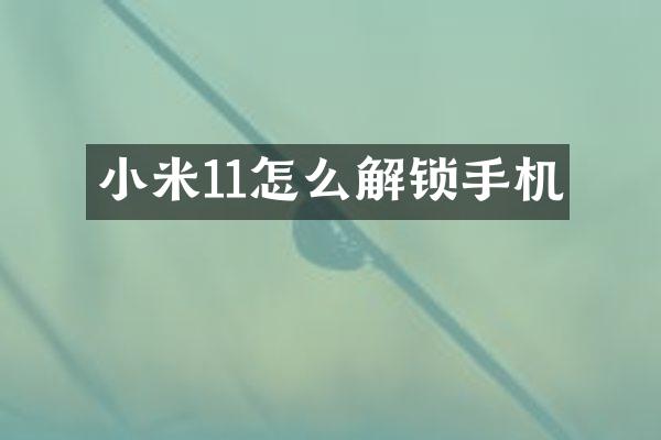 小米11怎么解锁手机