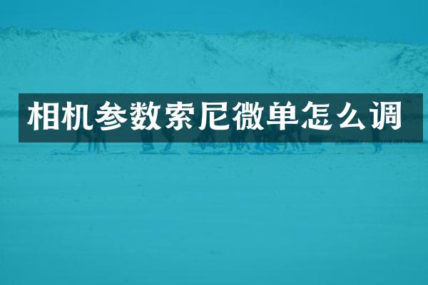 相机参数索尼微单怎么调