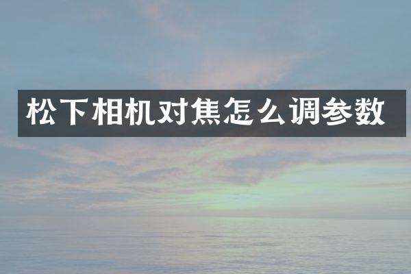 松下相机对焦怎么调参数