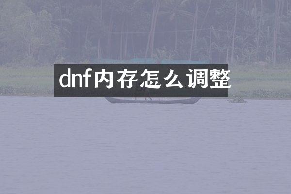 dnf内存怎么调整