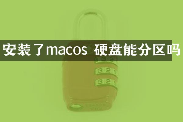 安装了macos 硬盘能分区吗
