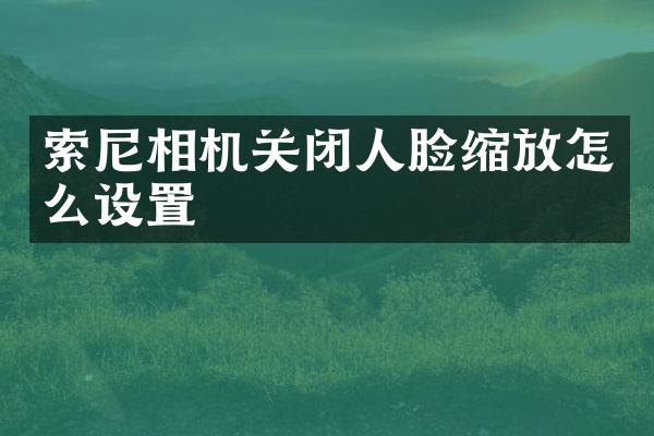 索尼相机关闭人脸缩放怎么设置