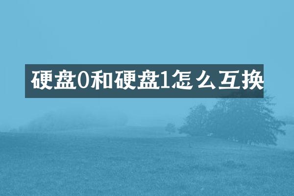 硬盘0和硬盘1怎么互换