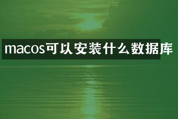 macos可以安装什么数据库