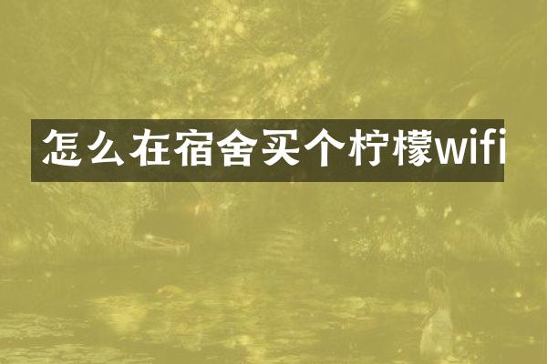 怎么在宿舍买个柠檬wifi