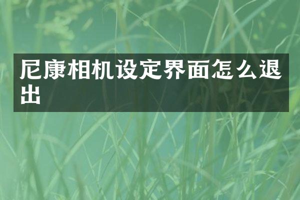 尼康相机设定界面怎么退出