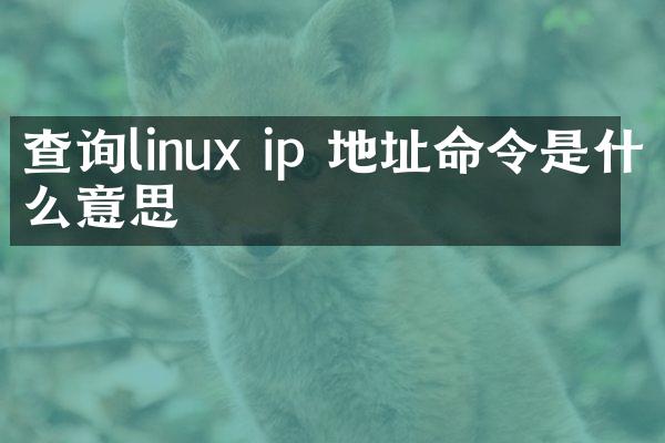 查询linux ip 地址命令是什么意思