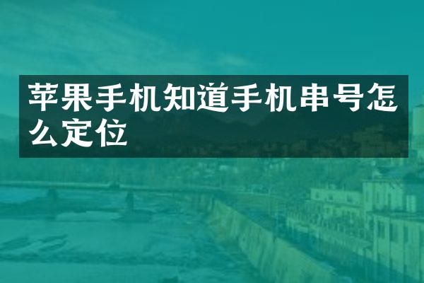苹果手机知道手机串号怎么定位