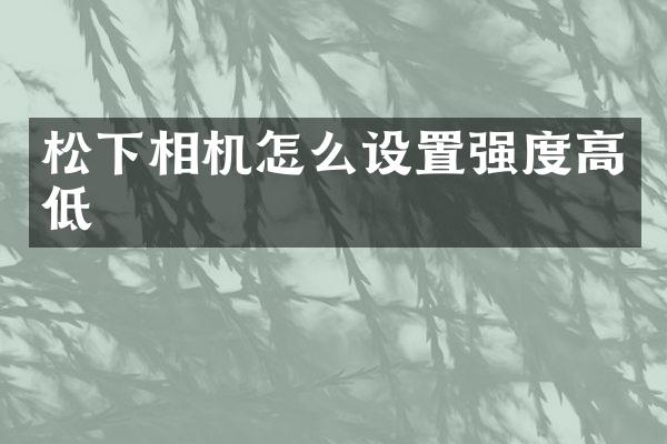 松下相机怎么设置强度高低