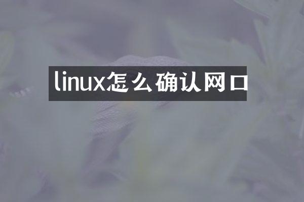 linux怎么确认网口