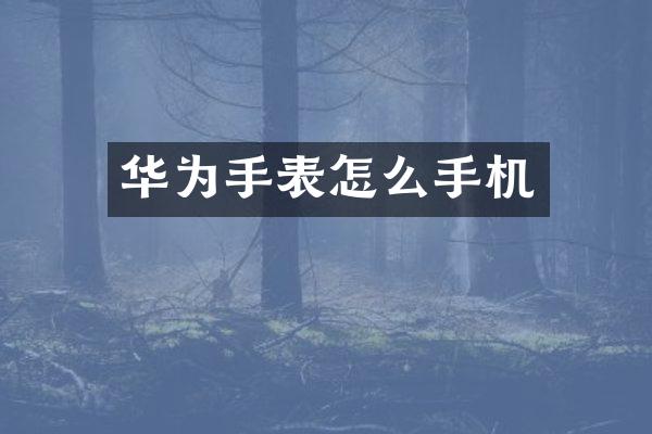 华为手表怎么手机