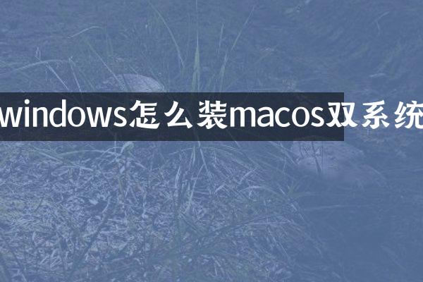 windows怎么装macos双系统