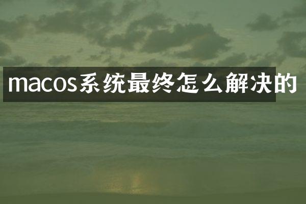 macos系统最终怎么解决的