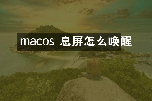 macos 息屏怎么唤醒